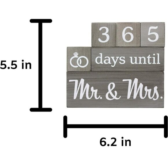 🪻BOGO🪻‎ Wedding Countdown Days Until Mr & Mrs Wooden Rustic Gray Finish - Picture 3 of 7